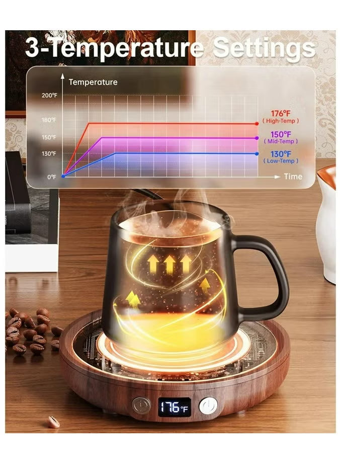 تدفئة كوب القهوة (Coffee Mug Warmer) - مدفأة الأكواب الذكية بثلاثة إعدادات للحرارة، تسخين سريع وميزة الإيقاف التلقائي للمنزل والمكتب