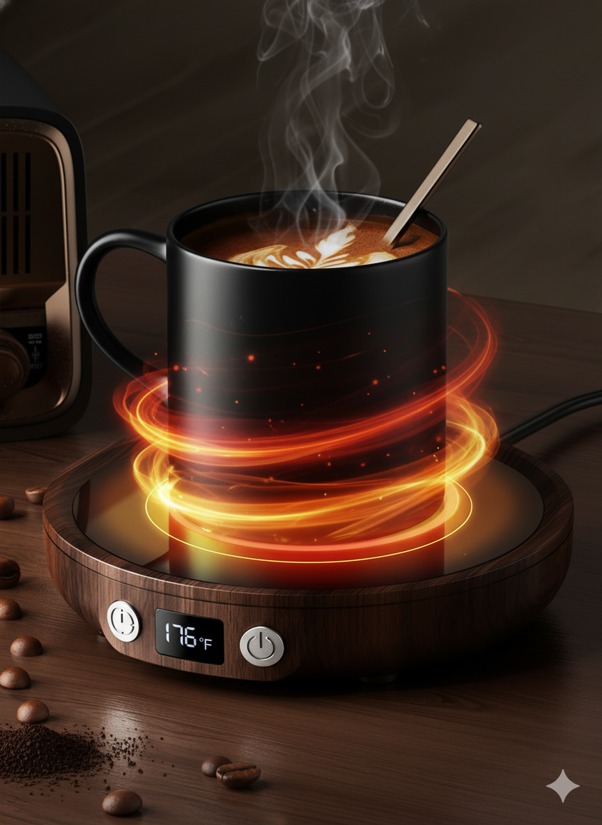 تدفئة كوب القهوة (Coffee Mug Warmer) - مدفأة الأكواب الذكية بثلاثة إعدادات للحرارة، تسخين سريع وميزة الإيقاف التلقائي للمنزل والمكتب