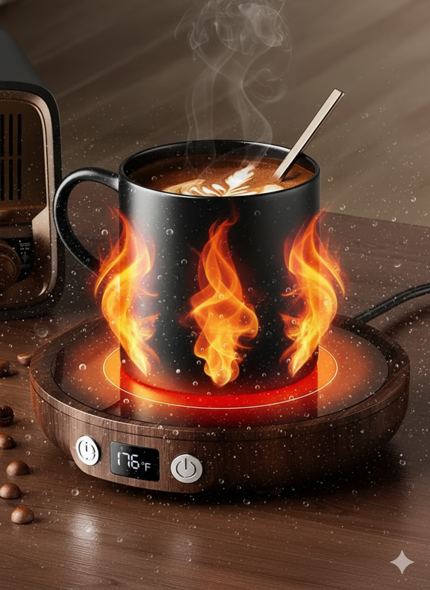 تدفئة كوب القهوة (Coffee Mug Warmer) - مدفأة الأكواب الذكية بثلاثة إعدادات للحرارة، تسخين سريع وميزة الإيقاف التلقائي للمنزل والمكتب